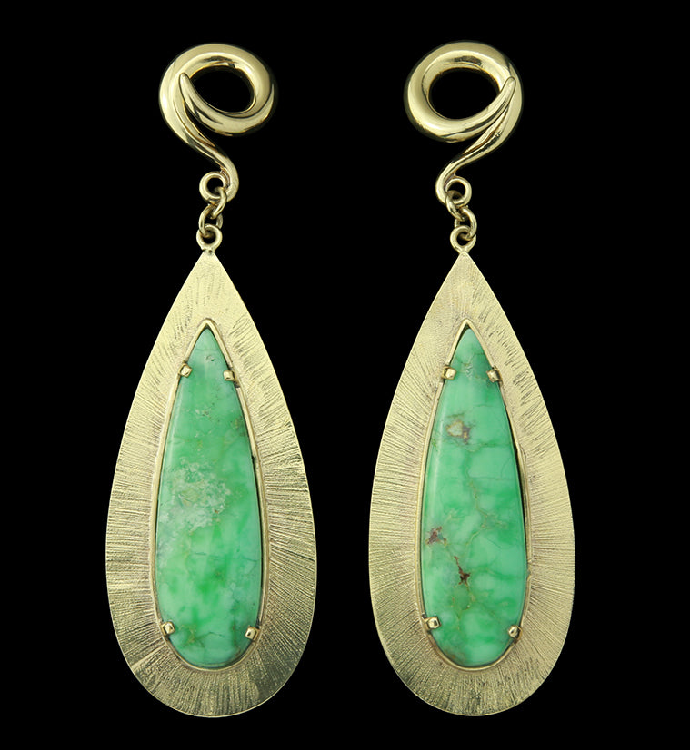 Score Chrysoprase Stone Brass Ear Weights