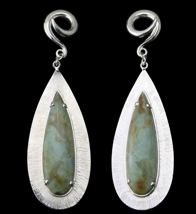 Score Chrysoprase Stone White Brass Ear Weights