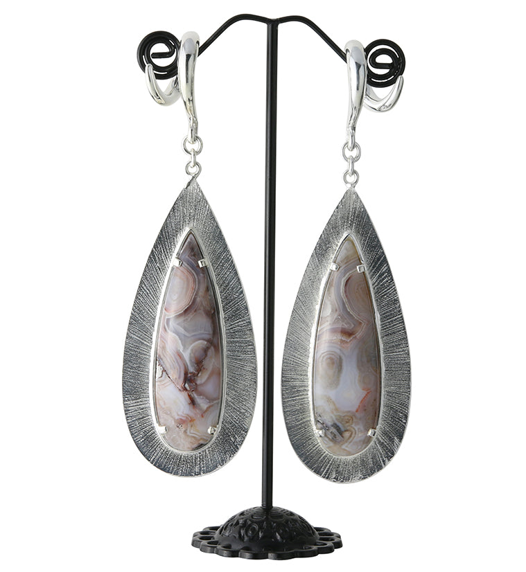 Score Laguna Lace Agate Stone White Brass Ear Weights