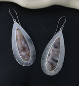 Score Laguna Lace Agate Stone White Brass Hangers / Earrings