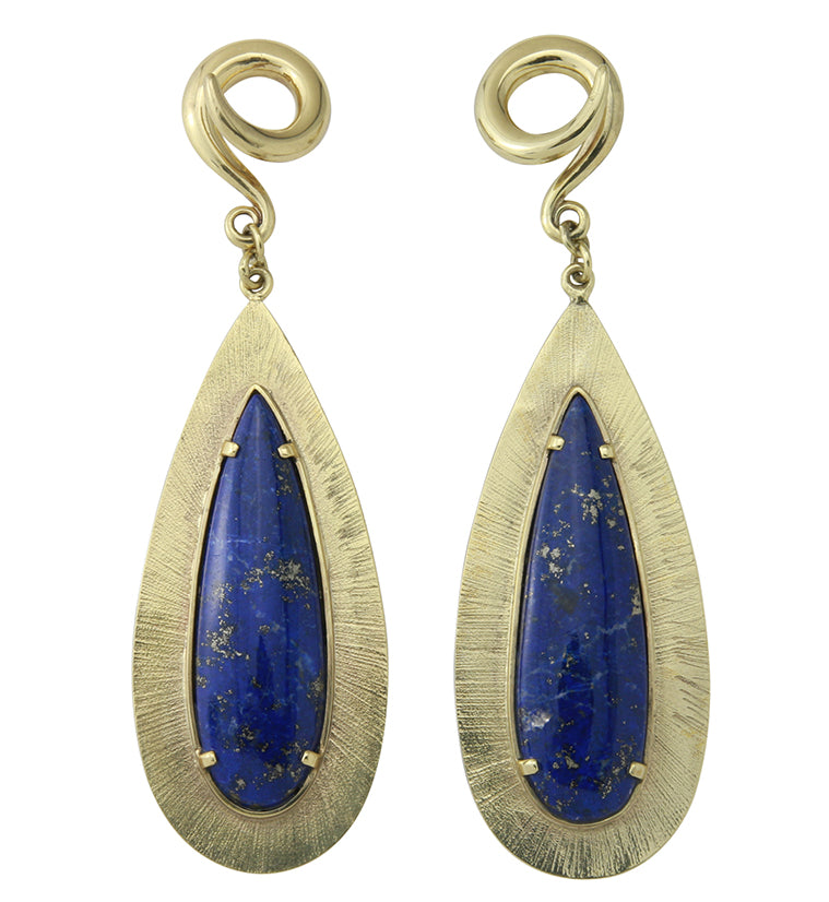 Score Lapis Lazuli Stone Brass Ear Weights