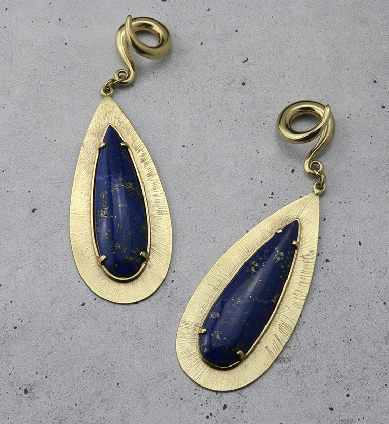 Score Lapis Lazuli Stone Brass Ear Weights