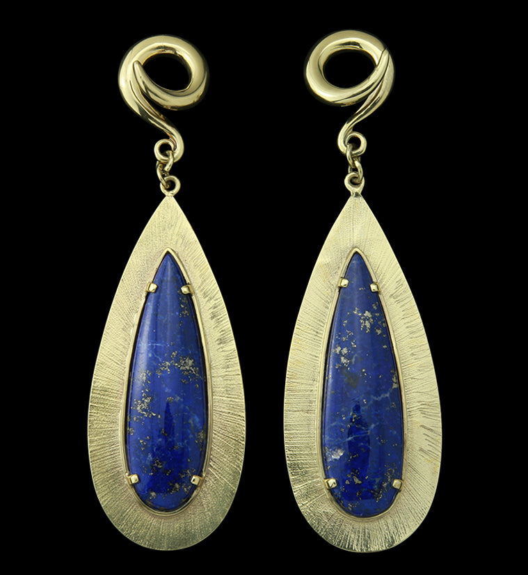 Score Lapis Lazuli Stone Brass Ear Weights