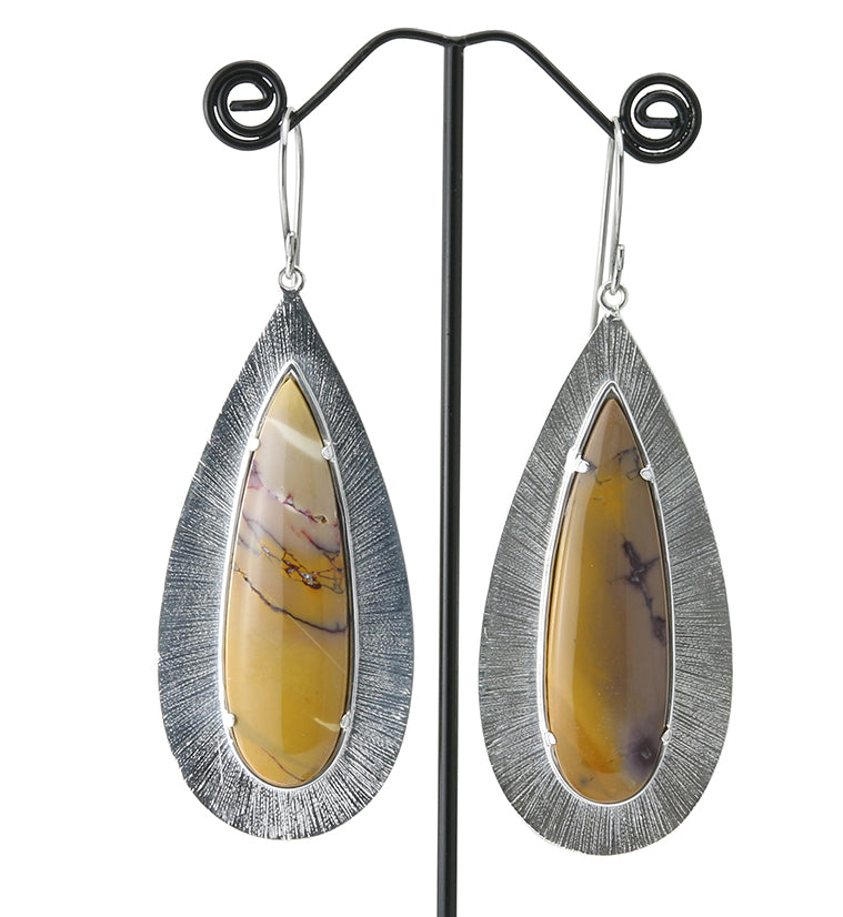 Score Mookaite Stone White Brass Hangers / Earrings