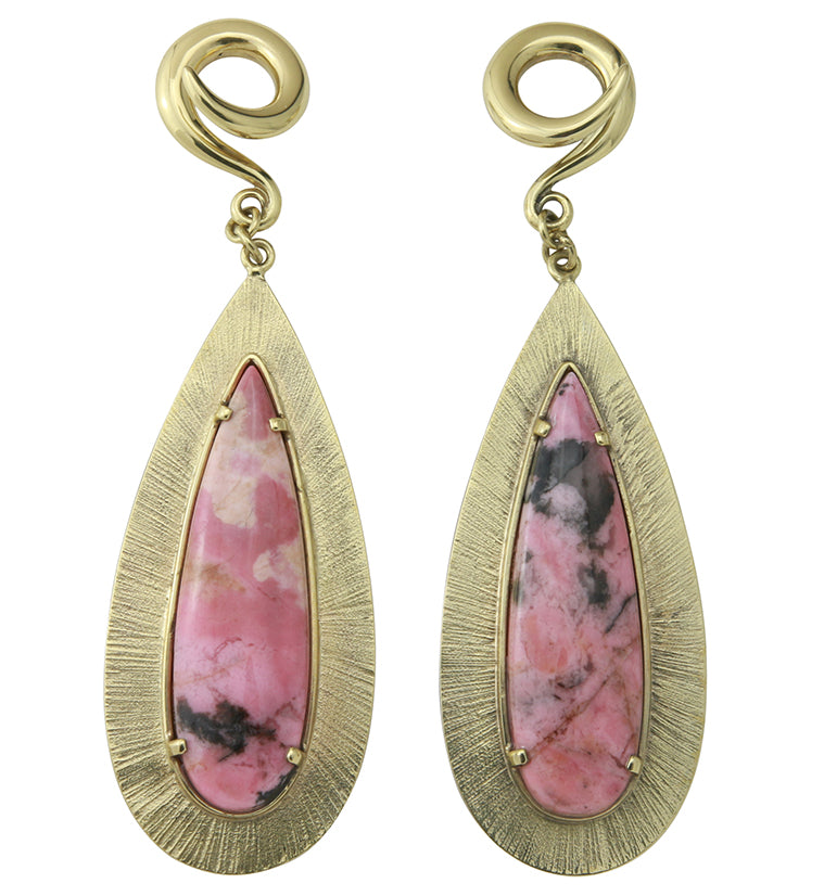 Score Rhodonite Stone Brass Ear Weights
