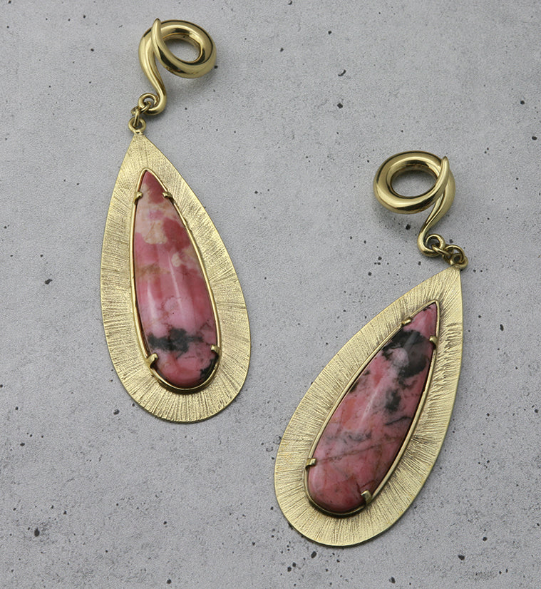 Score Rhodonite Stone Brass Ear Weights