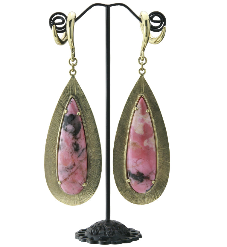 Score Rhodonite Stone Brass Ear Weights