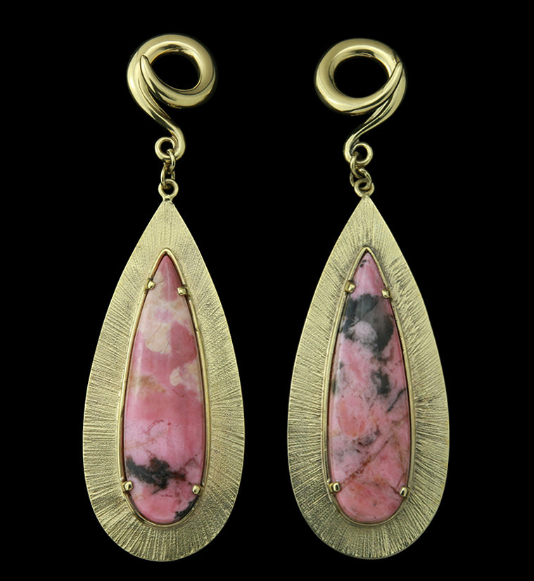 Score Rhodonite Stone Brass Ear Weights