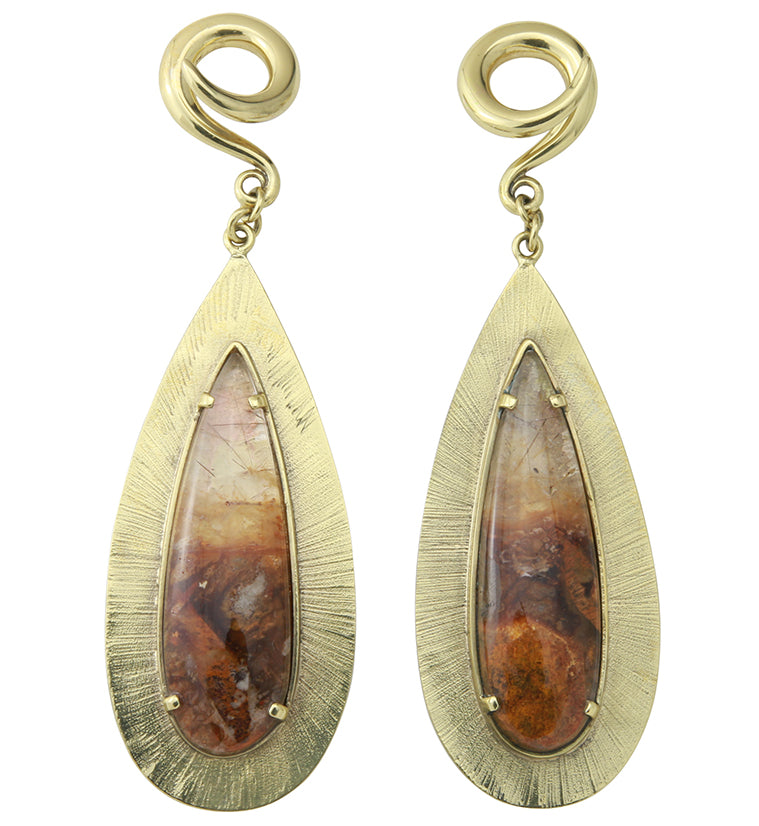 Score Rutilated Quartz Brass Ear Weights