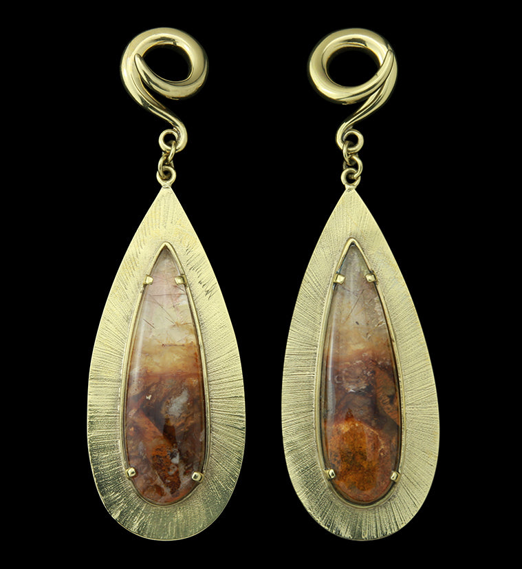 Score Rutilated Quartz Brass Ear Weights