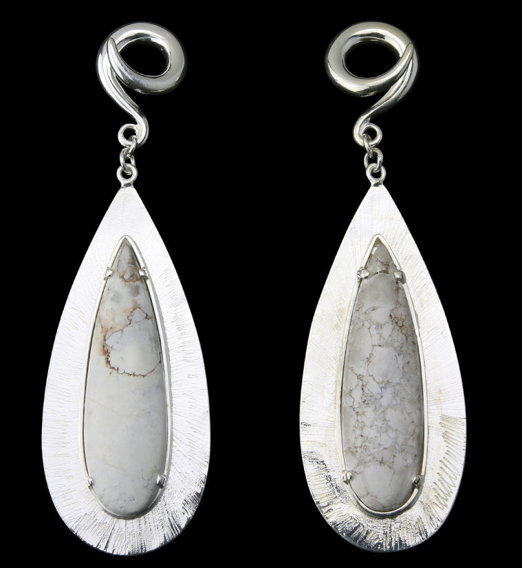 Score White Howlite Stone White Brass Ear Weights