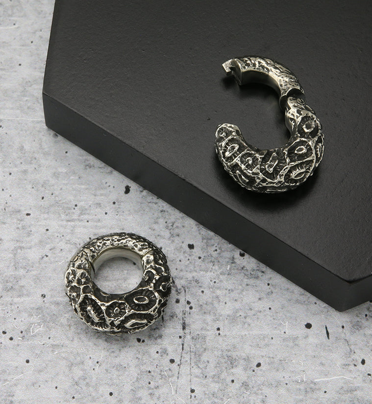 Sea Coral White Brass Hinged Ear Weights