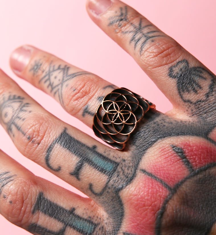 Seed Of Life Copper Brass Ring