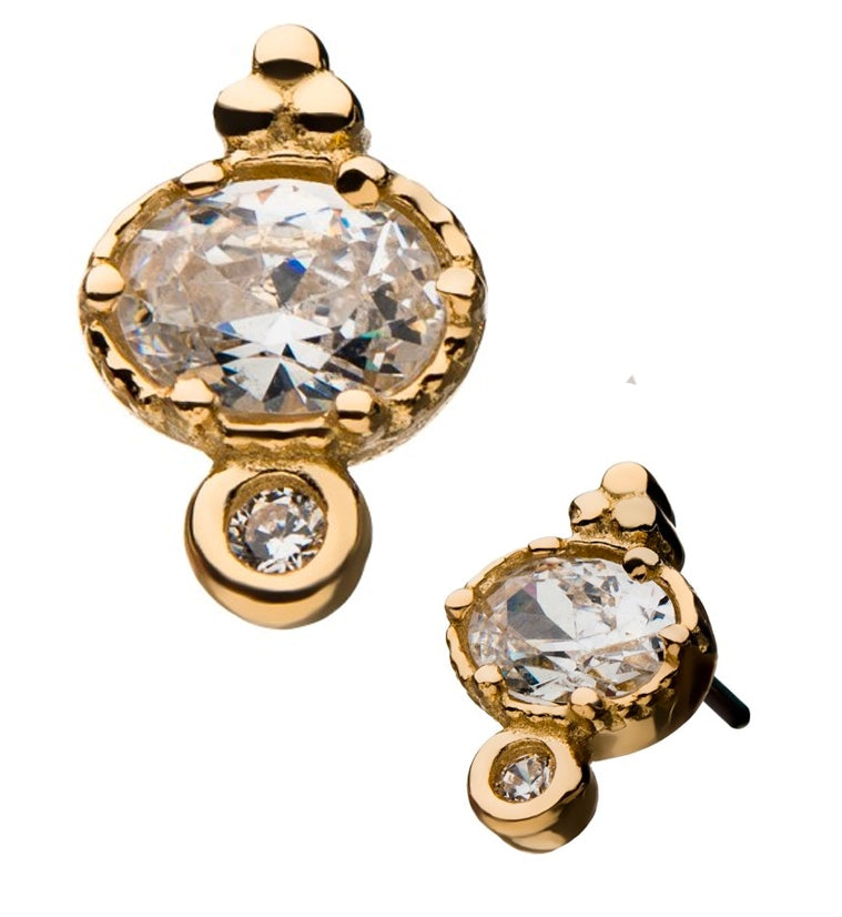 14kt Gold Seer CZ Threadless Top