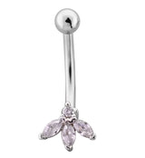 Sepal Clear CZ Stainless Steel Curved Barbell
