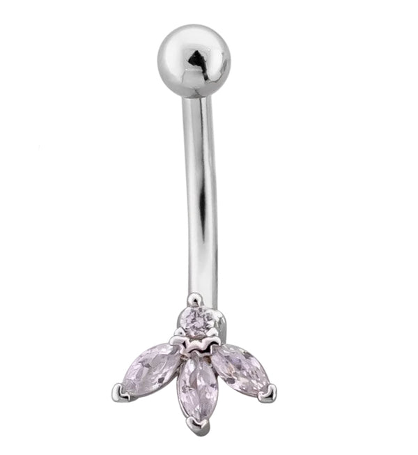 Sepal Clear CZ Stainless Steel Curved Barbell