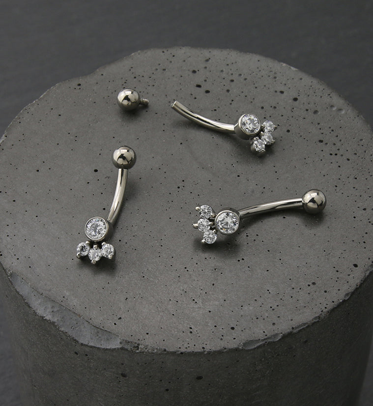 Sepal CZ Internally Threaded Titanium Curved Barbell