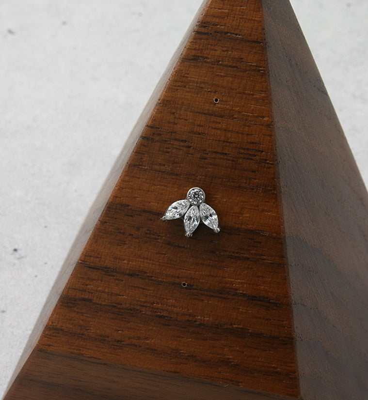 Sepal CZ Threadless Titanium Top