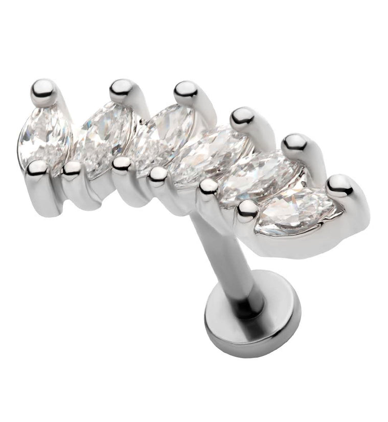 Sextet Clear CZ Stainless Steel Internally Threaded Barbell
