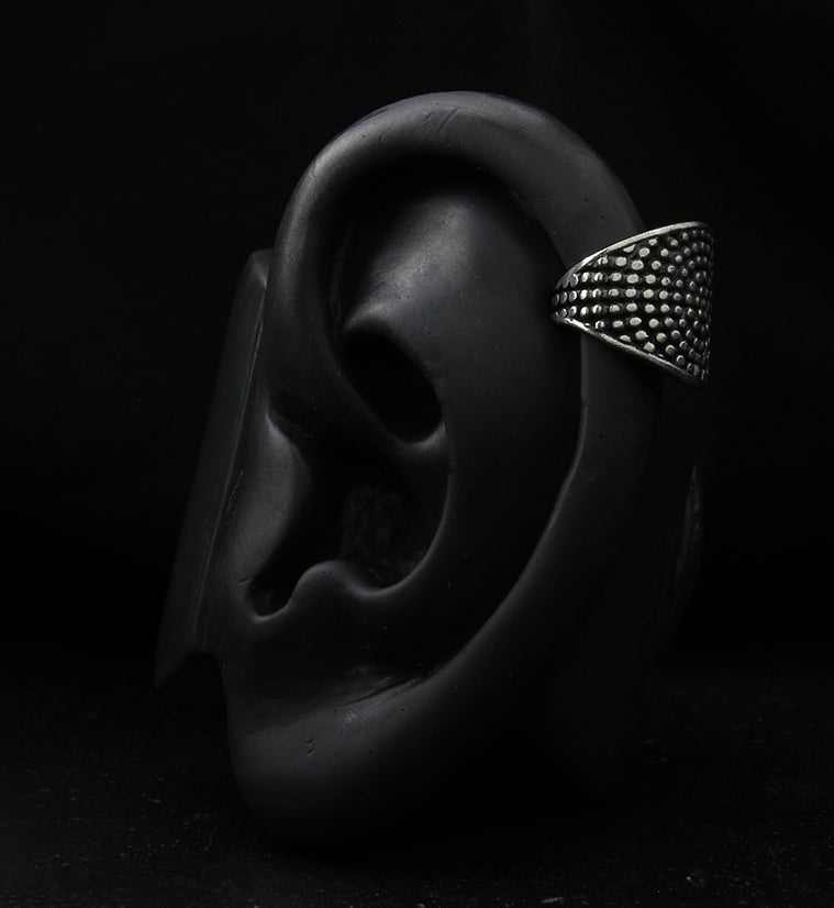 Shield White Brass Ear Cuff