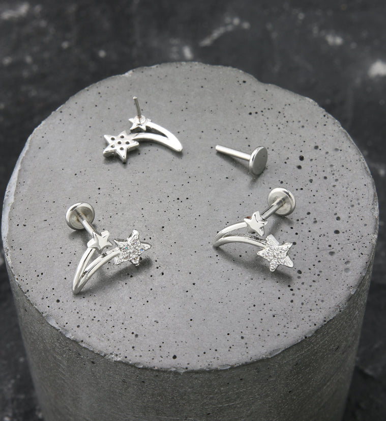 Shooting Star CZ Stainless Steel Threadless Labret