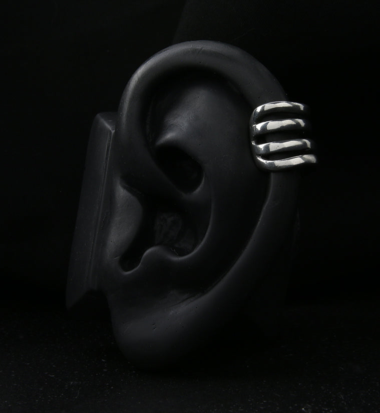 Short Coil White Brass Ear Cuff