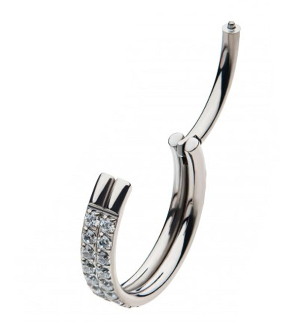 Double Row Side Face CZ Titanium Hinged Segment Ring