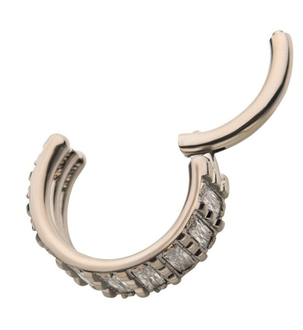 Titanium Hinged Side Strand CZ Segment Ring