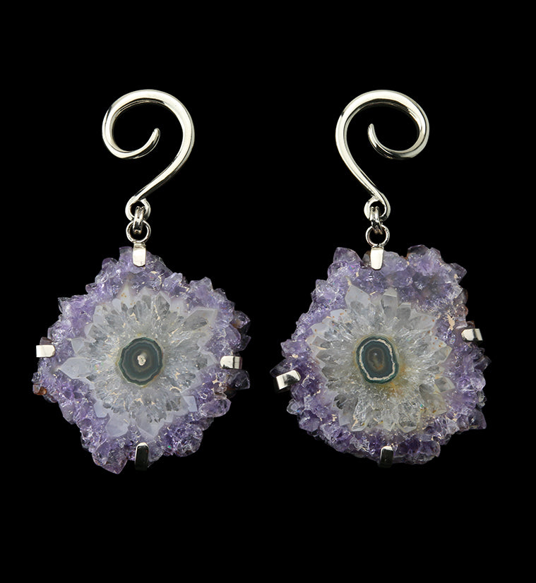 Amethyst Stalactite White Brass Ear Weights Version 1