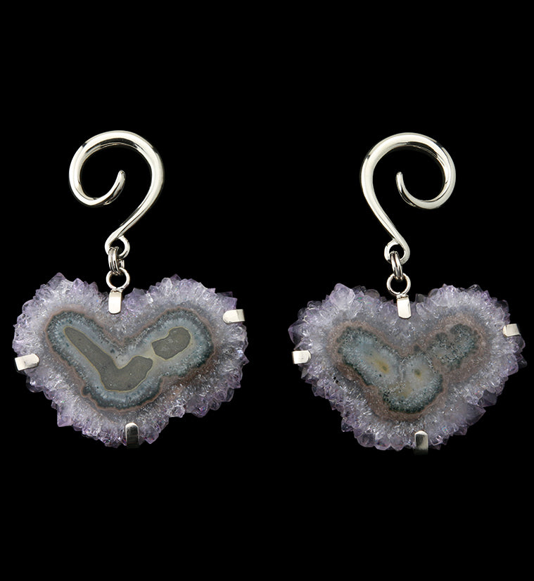 Amethyst Stalactite White Brass Ear Weights Version 2