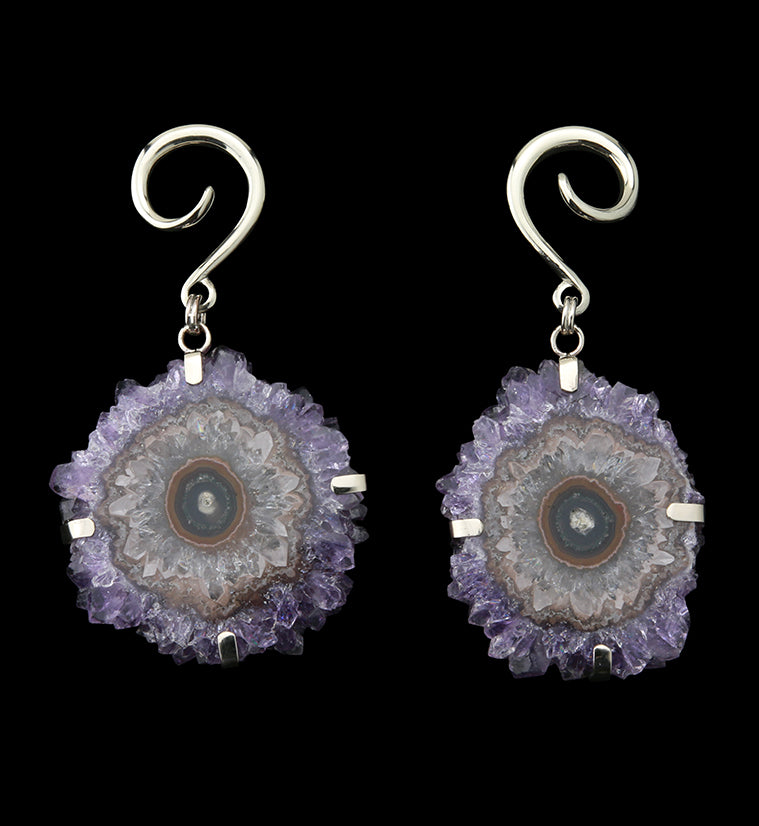 Amethyst Stalactite White Brass Ear Weights Version 3