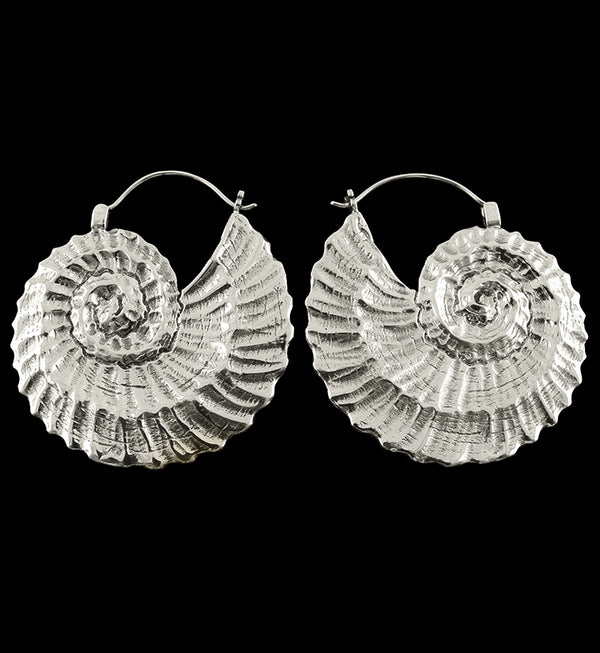 18G Ammonite White Brass Hangers / Earrings