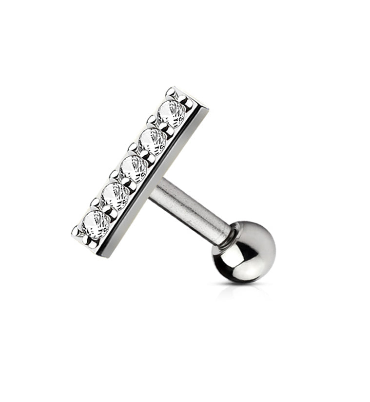 16G Silver CZ Bar Cartilage Barbell