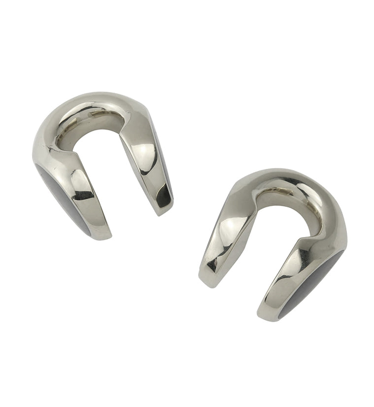 Black Resin Keyhole White Brass Ear Weights