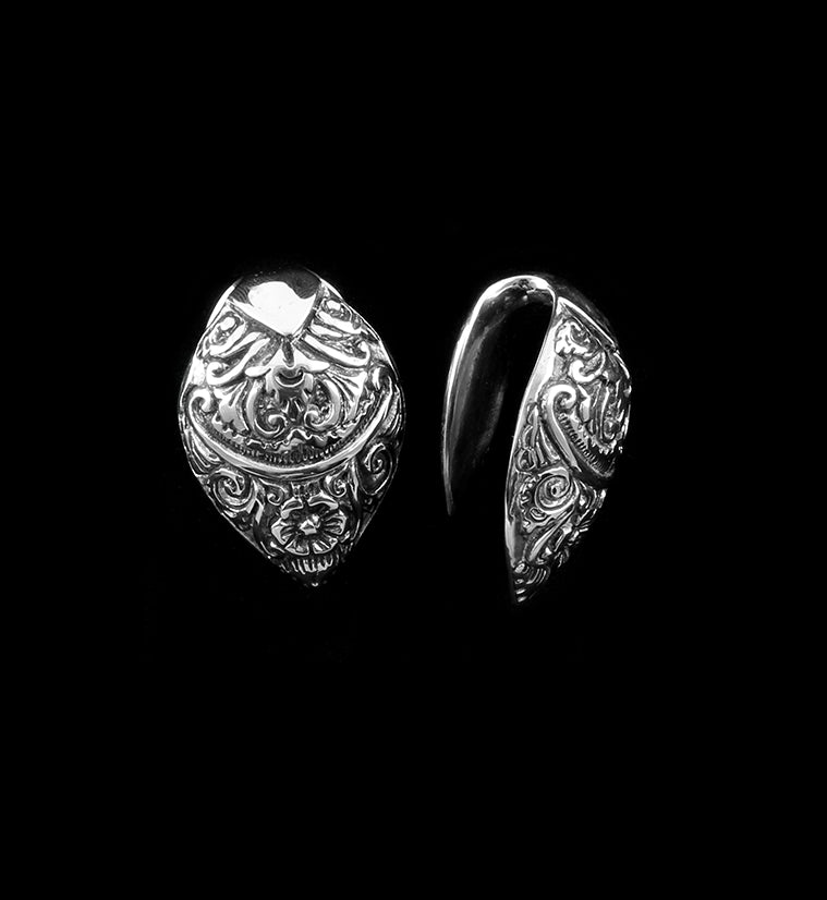 Ornate White Brass Ear Weights