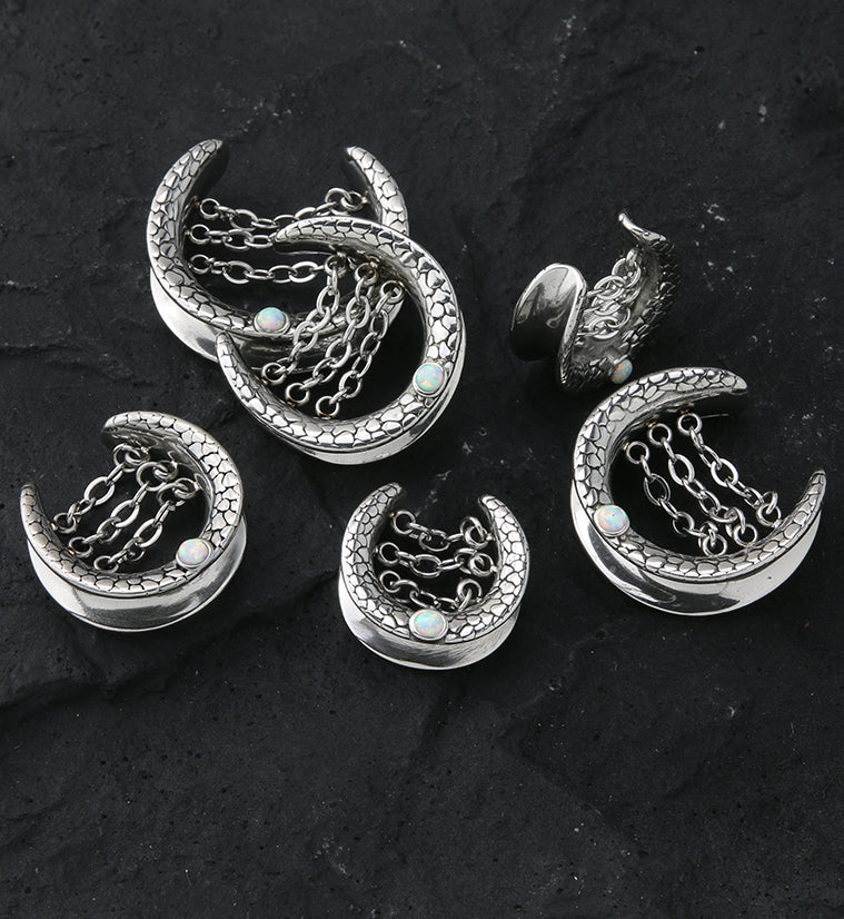 Opalite Osteo Stainless Steel Saddles With Dangle Chain