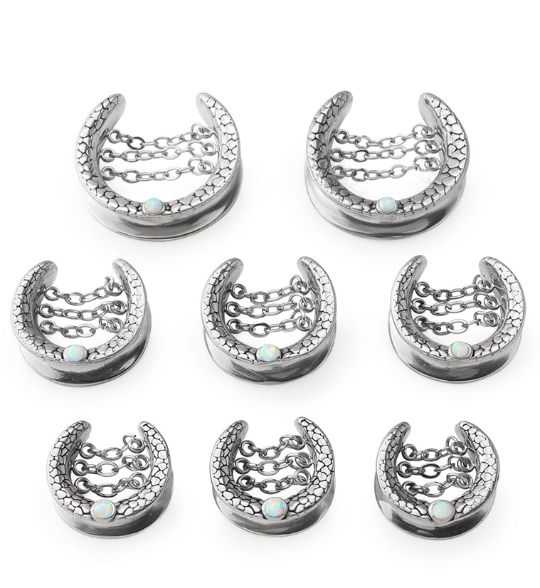 Opalite Osteo Stainless Steel Saddles With Dangle Chain