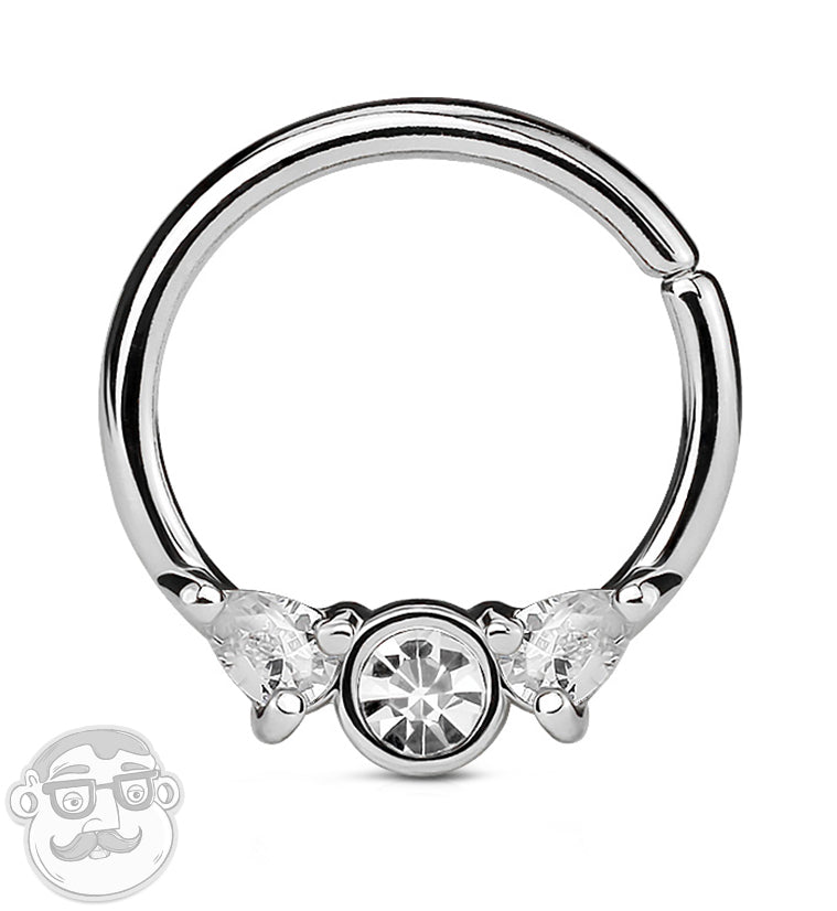 16G Royal CZ Stainless Steel Septum Ring