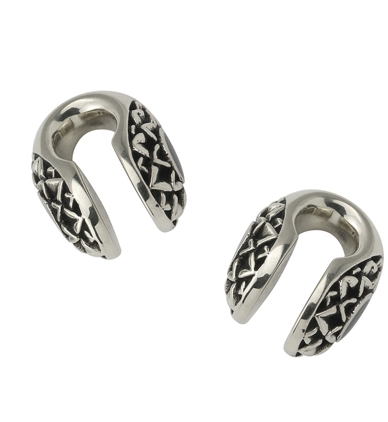 Crux Black Resin Keyhole White Brass Ear Weights