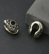 Crux Black Resin Keyhole White Brass Ear Weights
