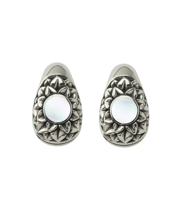 Crux MOP Keyhole White Brass Ear Weights