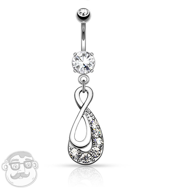 Silver Infinity CZ Belly Button Ring