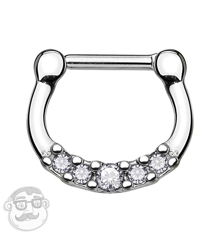 Clear CZ Line Stainless Steel Septum Clicker