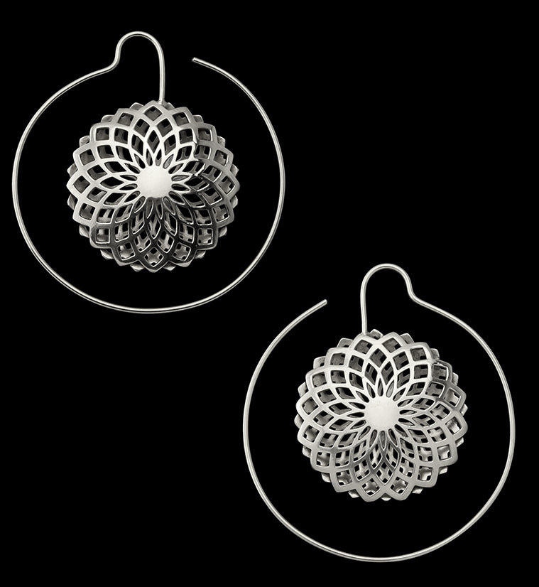 Silver Double Mandala Brass Earrings / Hangers