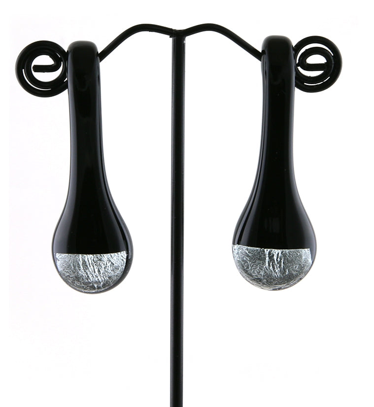 Silver Drip Glass Ear Weights
