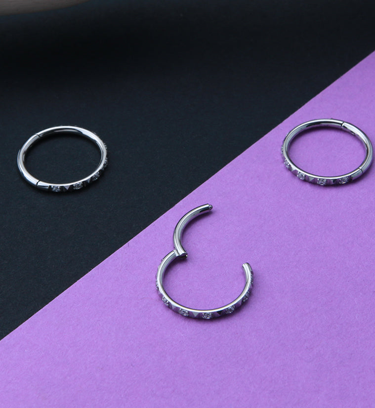 Silver Ediface Gem Hinged Segment Ring