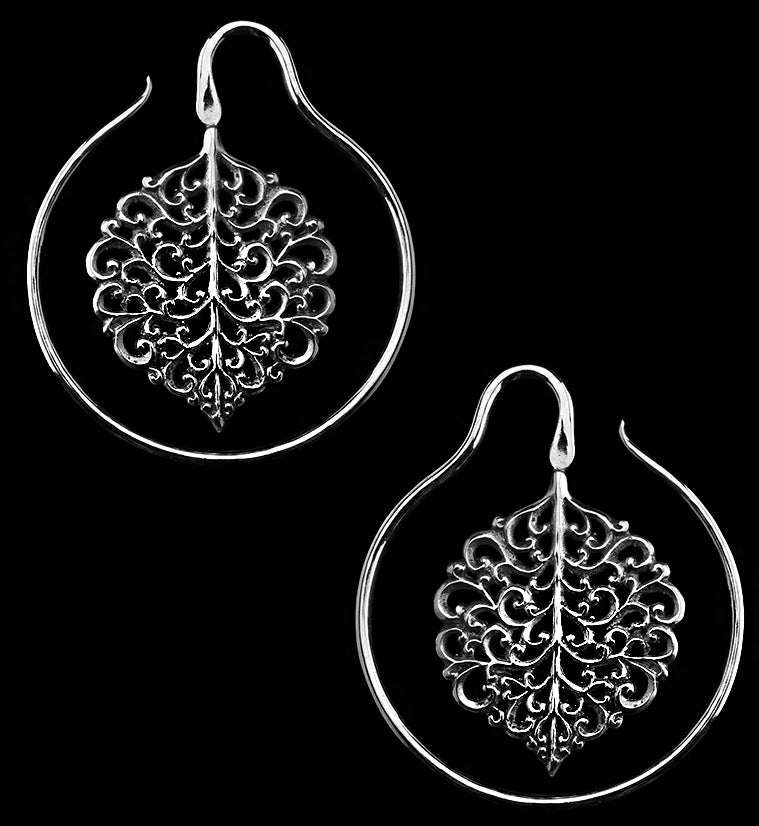 Silver Brass Foliage Ear Weights