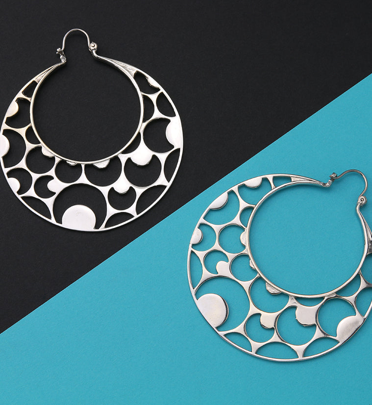 Silver Half Moon Titanium Hangers - Earrings