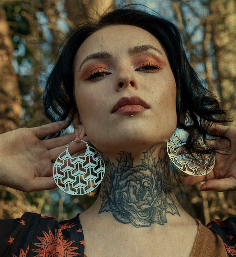 Isometric White Brass Earrings - Weights