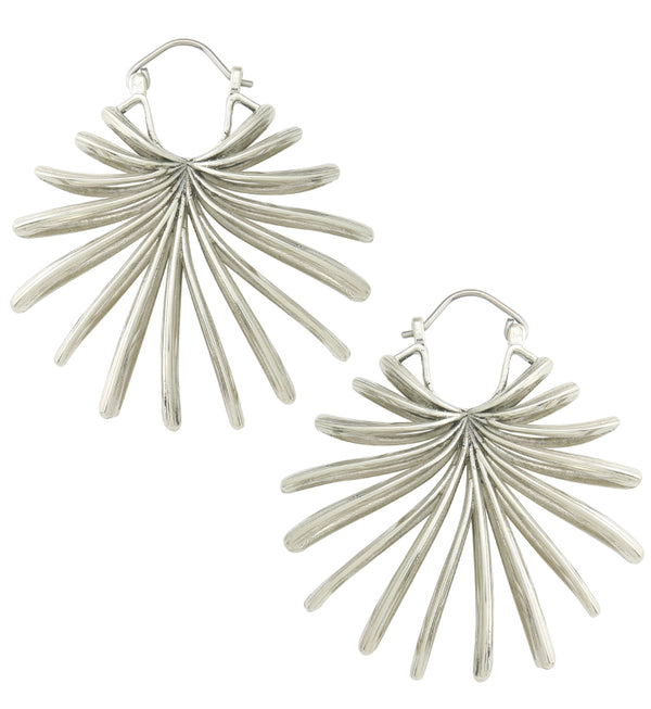 Lady Palm Leaf White Brass Hangers / Earrings